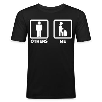 Figurine de chef bâton - T-shirt près du corps Homme - noir - Devant - Nik (191cm)