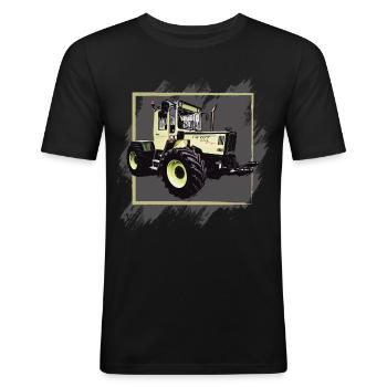 MB Traktor 1000 - Männer Slim Fit T-Shirt - Schwarz - Vorne - Nik (191cm)