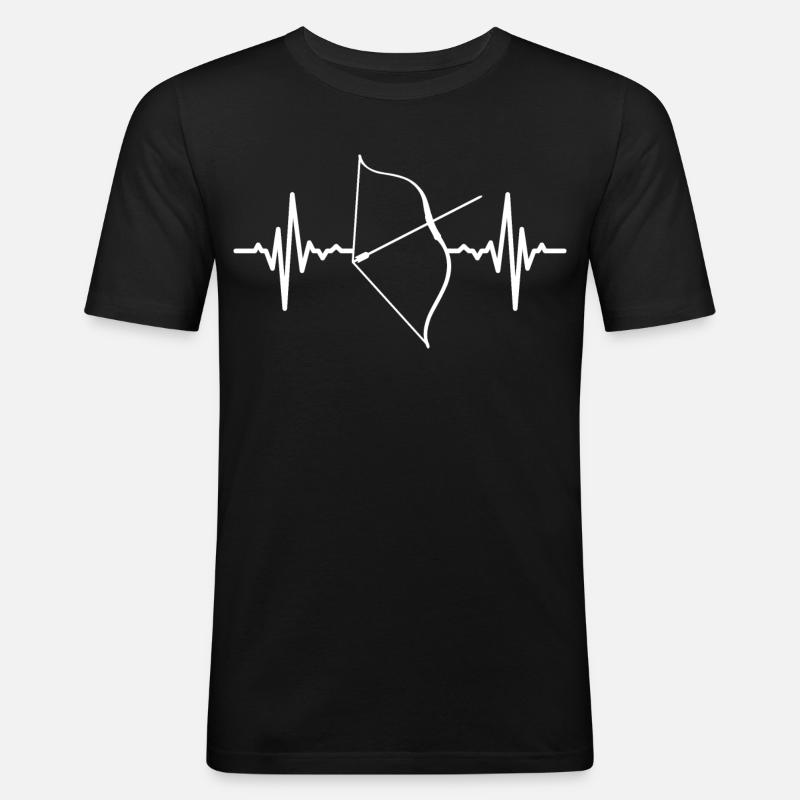 Kompositbogen Herzschlag - Männer Slim Fit T-Shirt - Schwarz