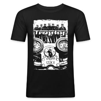 MZ TROPHY - Männer Slim Fit T-Shirt - Schwarz - Vorne - Nik (191cm)