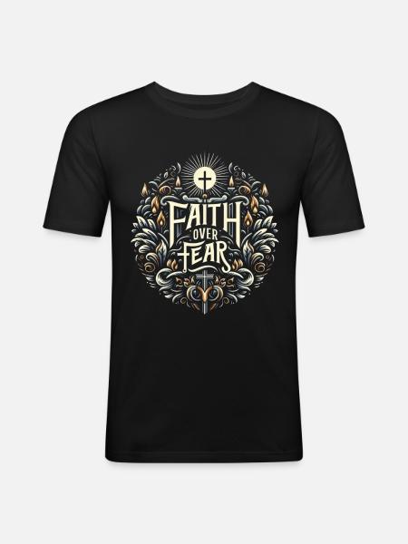 Faith Over Fear Ornament - Men's Slim Fit T-Shirt - black