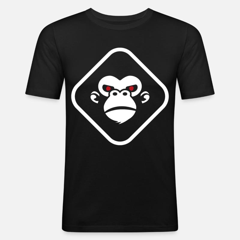 Gorilla Logo dunkler Hintergrund - Männer Slim Fit T-Shirt - Schwarz