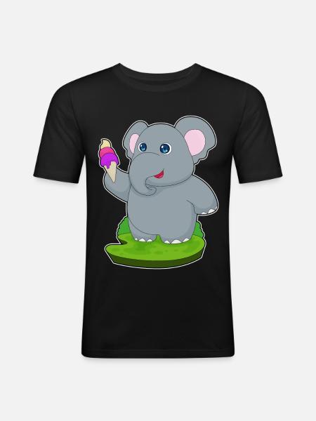 Elefant Waffeleis - Männer Slim Fit T-Shirt - Schwarz