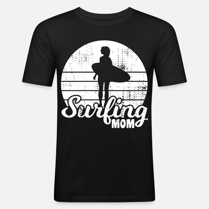 Surfer Mutter - Männer Slim Fit T-Shirt - Schwarz