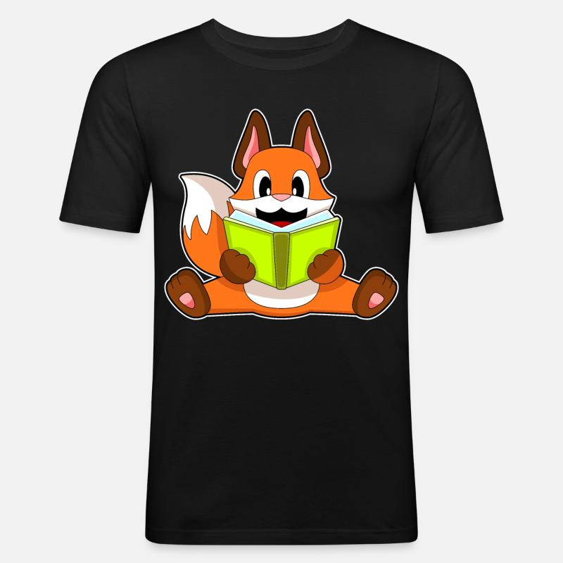 Livre de lecture Fox - T-shirt près du corps Homme - noir