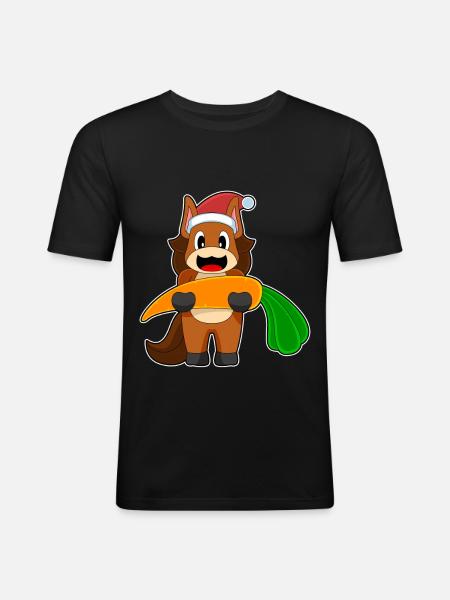 Carotte de Noël cheval - T-shirt près du corps Homme - noir