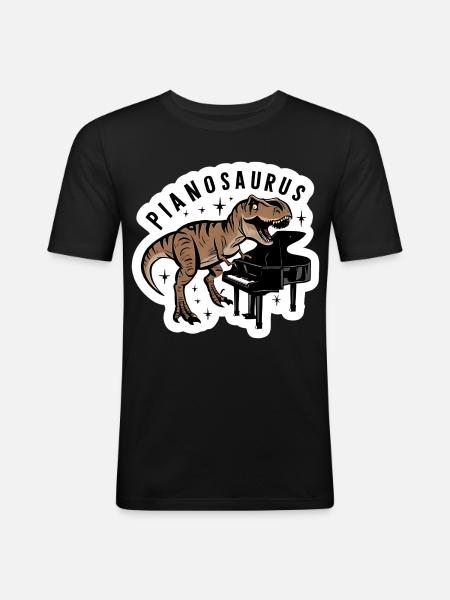 Pianosaurus Dino Piano Player - Men's Slim Fit T-Shirt - black