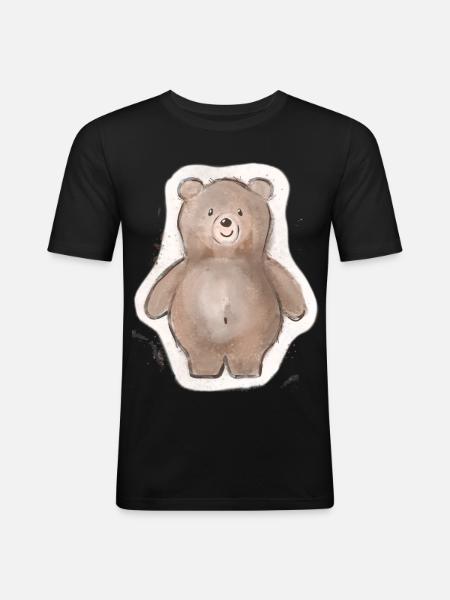 Dicker Bär - Männer Slim Fit T-Shirt - Schwarz