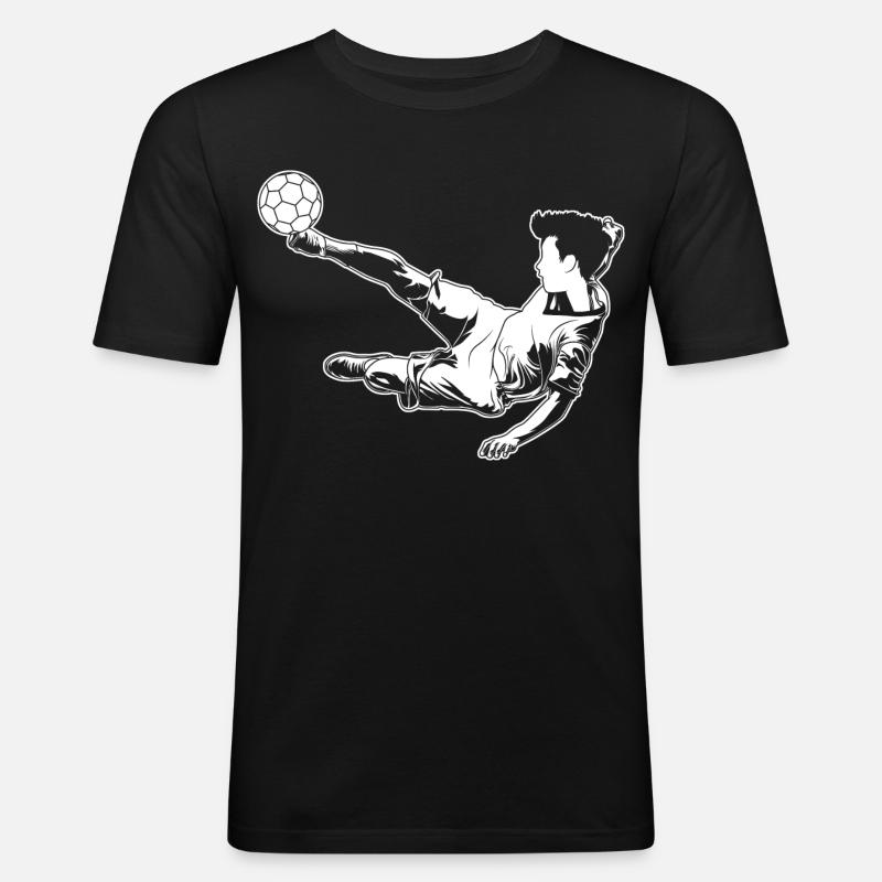 Fußballer Junge - Männer Slim Fit T-Shirt - Schwarz