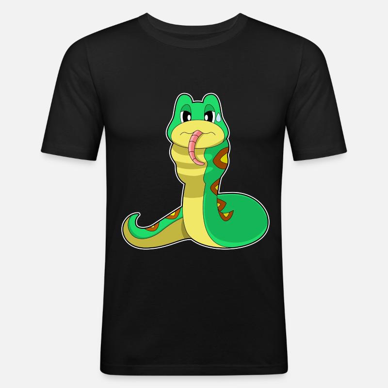 Schlange Essen - Männer Slim Fit T-Shirt - Schwarz