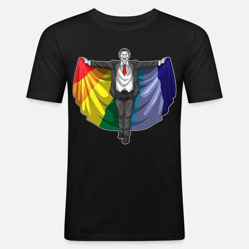 Vampir Halloween Regenbogen Mantel - Männer Slim Fit T-Shirt - Schwarz