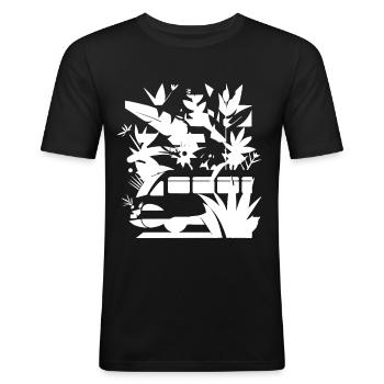 Chemin de fer de dessin animé - T-shirt près du corps Homme - noir - Devant - Nik (191cm)