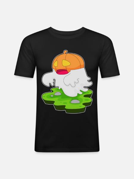 Ghost Halloween Pumpkin - Men's Slim Fit T-Shirt - black