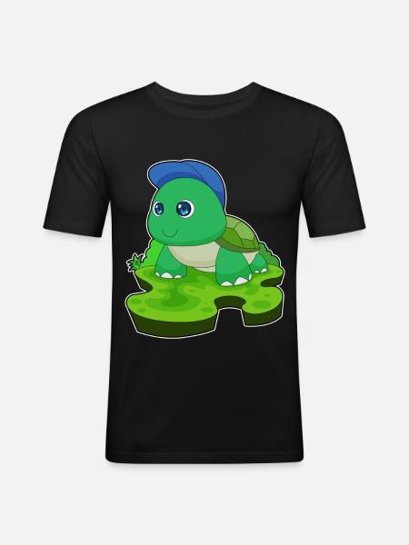 Tortoise Student Cap School - Men's Slim Fit T-Shirt - black