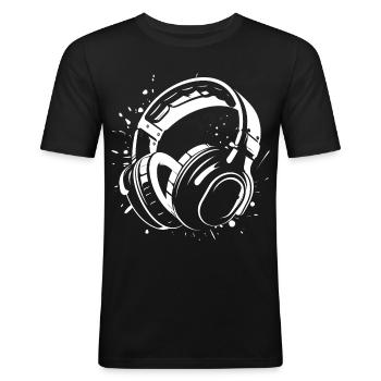 Dj Headphones Sketch - Men's Slim Fit T-Shirt - black - Front - Nik (191cm)