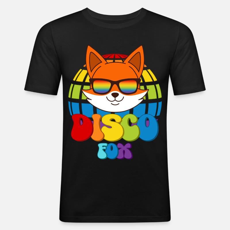 Disco Fox Discokugel Fuchs Sonnenbrille Discofox - Männer Slim Fit T-Shirt - Schwarz