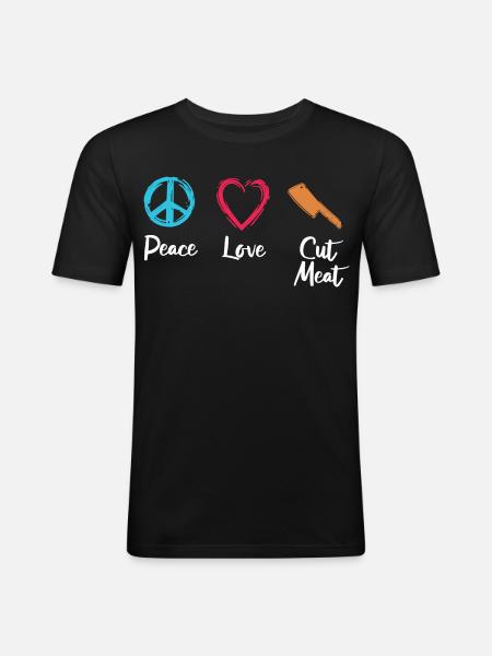 Peace, Love, Cutting Flesh - Men's Slim Fit T-Shirt - black