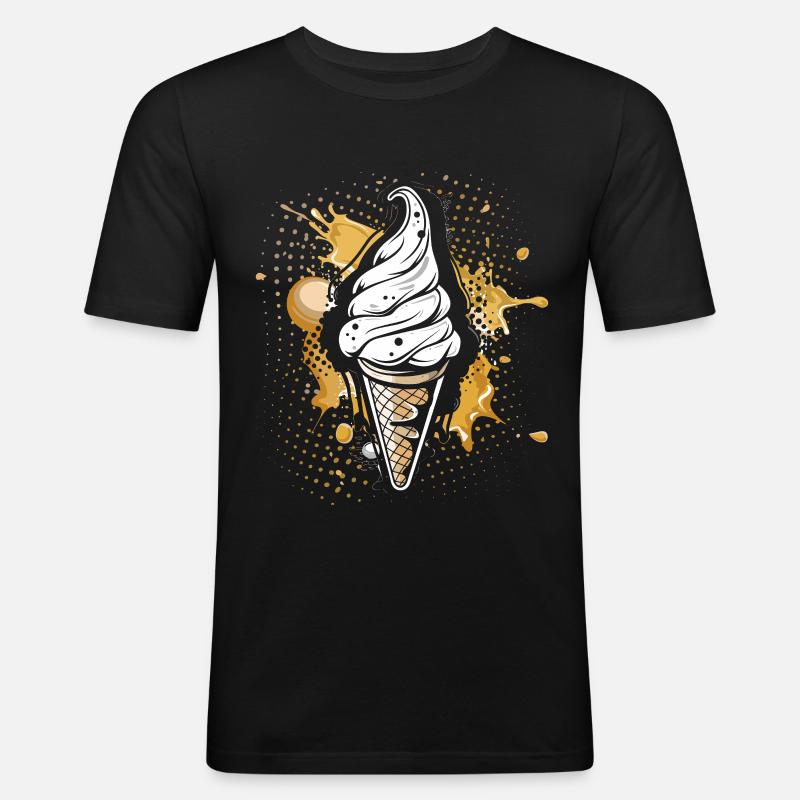 Eiswaffel Farbklecks - Männer Slim Fit T-Shirt - Schwarz