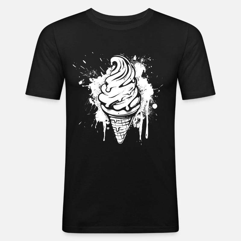 Eiswaffel Splash - Männer Slim Fit T-Shirt - Schwarz