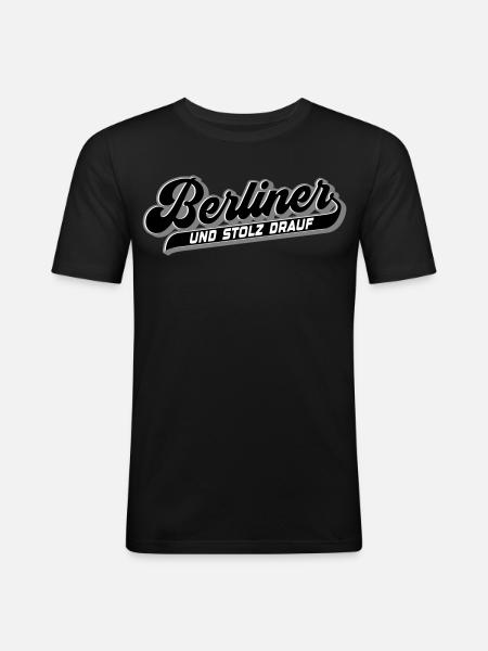 Berliner und Stolz drauf | Farben änderbar - Männer Slim Fit T-Shirt - Schwarz