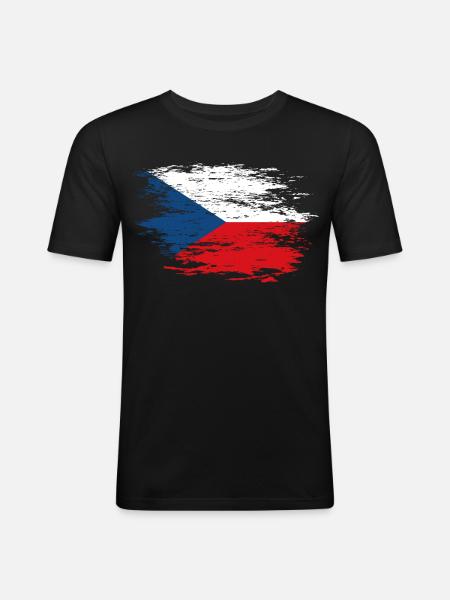 Czech Republic flag used - Men's Slim Fit T-Shirt - black
