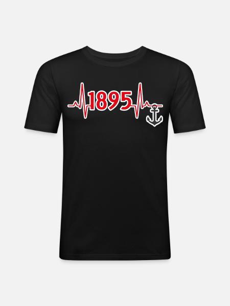 1895 mit Anker - Männer Slim Fit T-Shirt - Schwarz