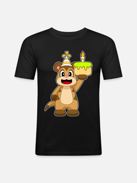 Gâteau d’anniversaire de suricate - T-shirt près du corps Homme - noir