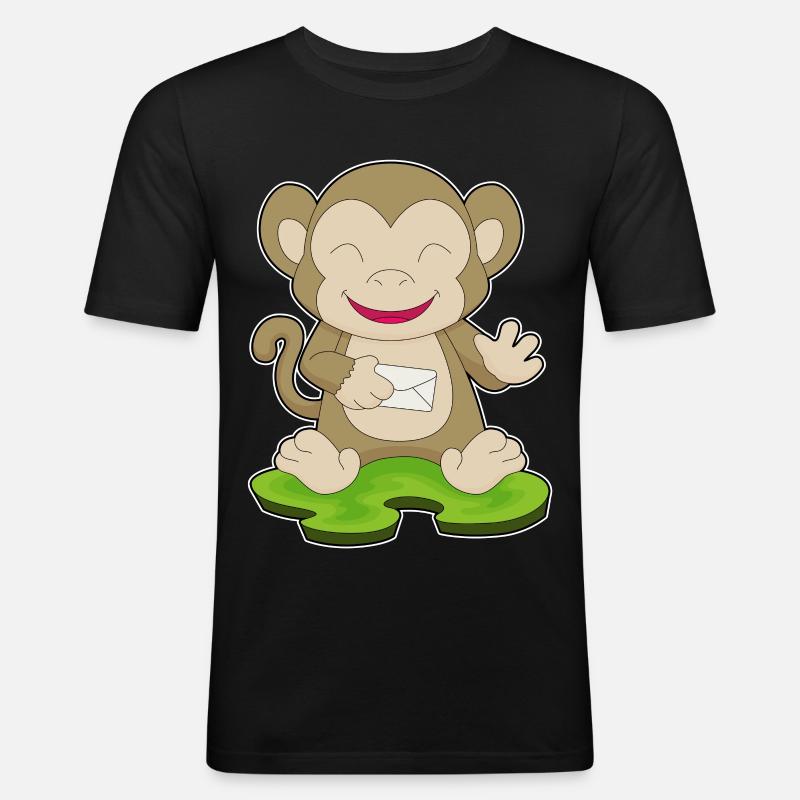 Affe Brief - Männer Slim Fit T-Shirt - Schwarz