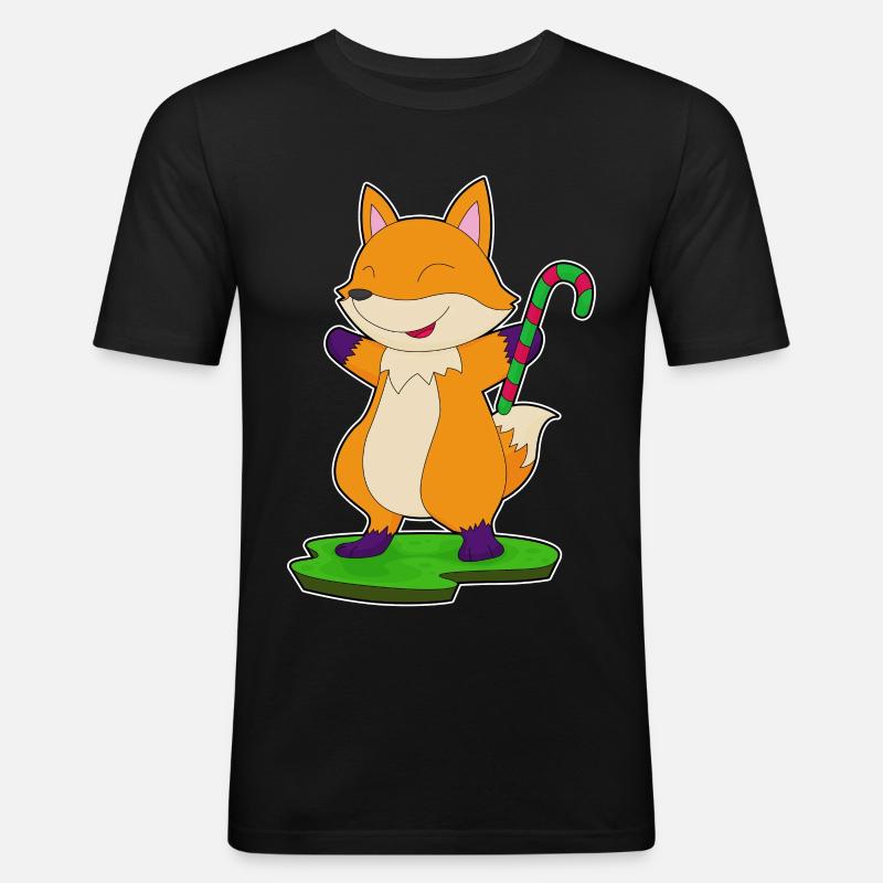 Fuchs Zuckerstange - Männer Slim Fit T-Shirt - Schwarz