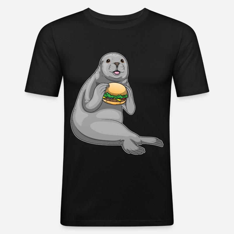 Burger de phoque - T-shirt près du corps Homme - noir