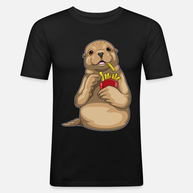 Frites de phoque - T-shirt près du corps Homme - noir
