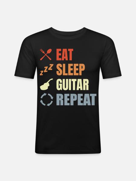 Eat Sleep Guitar Repeat - Men's Slim Fit T-Shirt - black