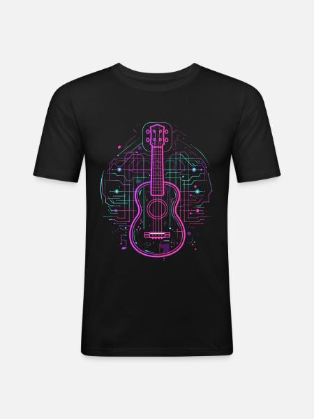 Ukulele Sketch Retro - Men's Slim Fit T-Shirt - black