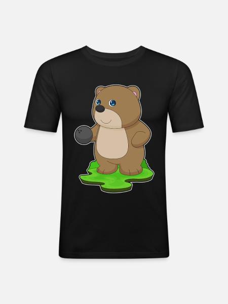 Bear Bowling Bowling Ball - Men's Slim Fit T-Shirt - black