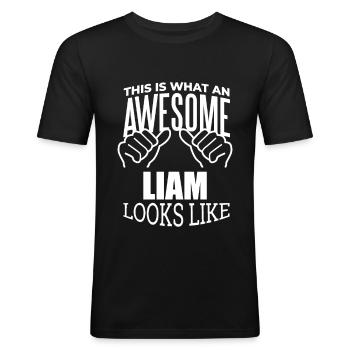 Liam - Men's Slim Fit T-Shirt - black - Front - Nik (191cm)