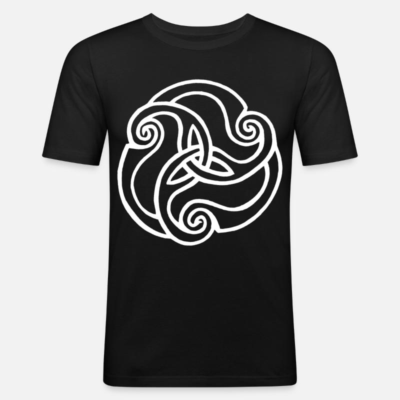 Weiße Blüte mit drei Blütenblättern - Männer Slim Fit T-Shirt - Schwarz