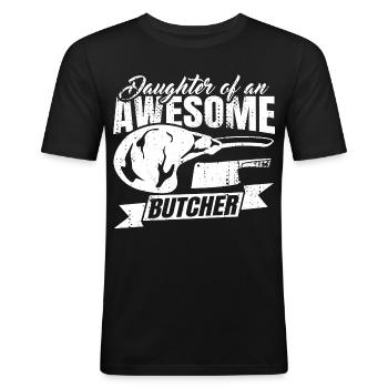Fille de boucher - T-shirt près du corps Homme - noir - Devant - Nik (191cm)