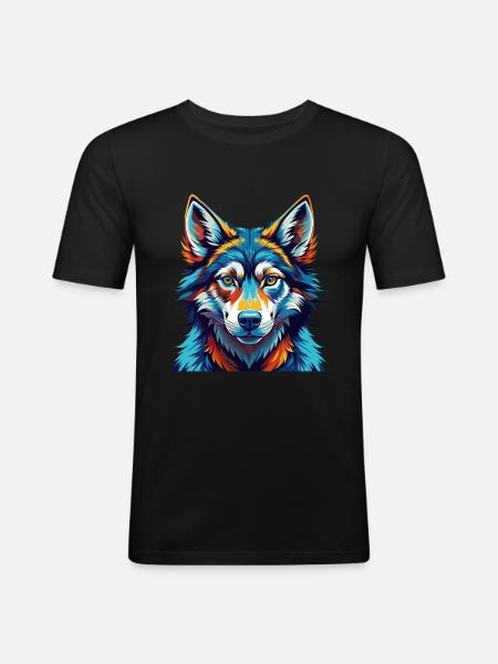 Czechoslovakian Wolfdog Breed Cartoon Kawaii - Men's Slim Fit T-Shirt - black