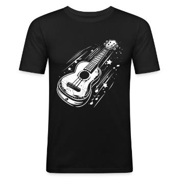 Ukulele - Männer Slim Fit T-Shirt - Schwarz - Vorne - Nik (191cm)