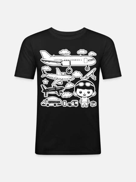 Airplanes Cartoon Style - Men's Slim Fit T-Shirt - black