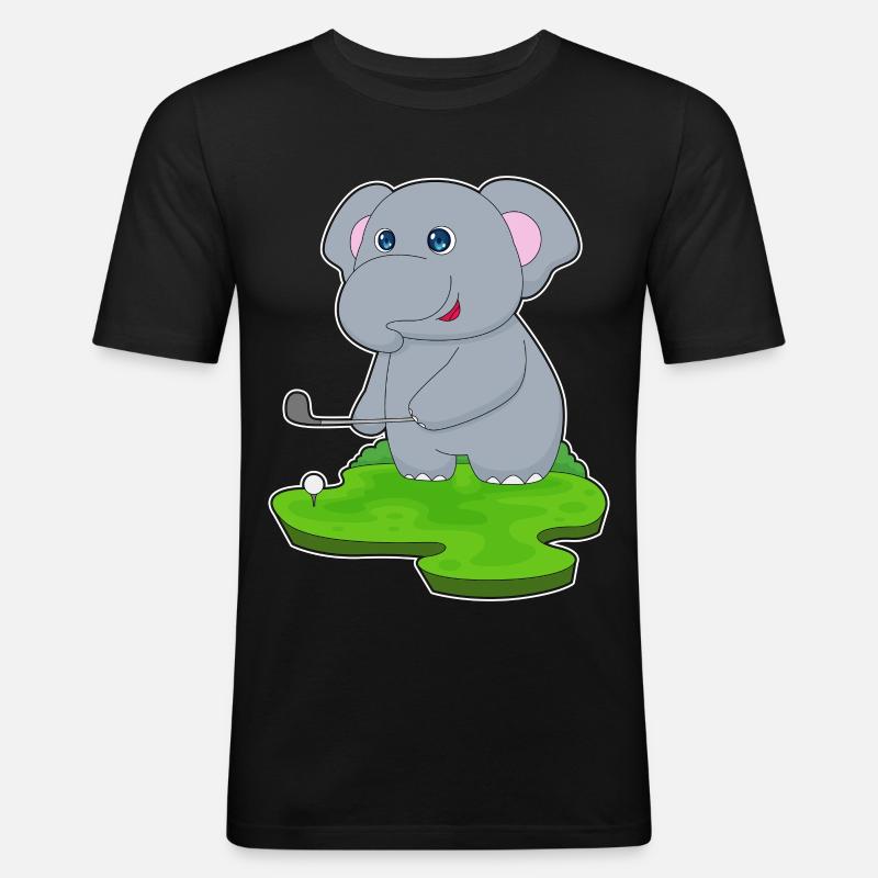 Elefant Golf Golfschläger - Männer Slim Fit T-Shirt - Schwarz