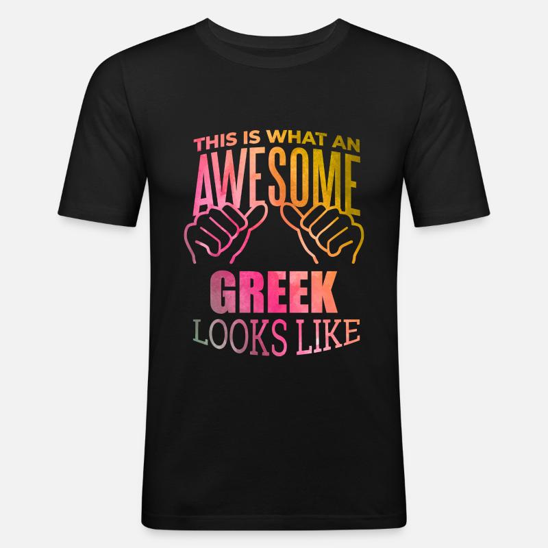 Grecia - Maglietta aderente da uomo - nero