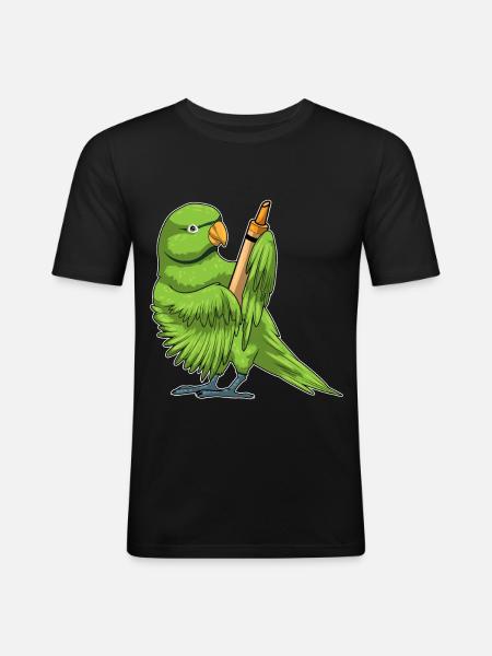 Parrot Student Crayon School - Men's Slim Fit T-Shirt - black
