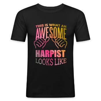 harpe - T-shirt près du corps Homme - noir - Devant - Nik (191cm)