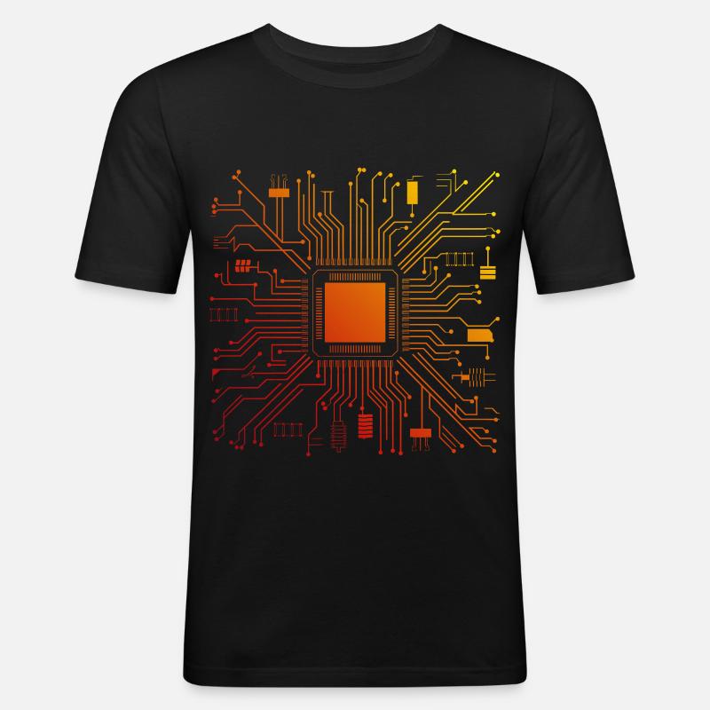 Tech Computer Motherboard Abstract Microchip - Men's Slim Fit T-Shirt - black