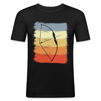 Vintage Bogen und Pfeil - Männer Slim Fit T-Shirt - Schwarz - Vorne - Nik (191cm)