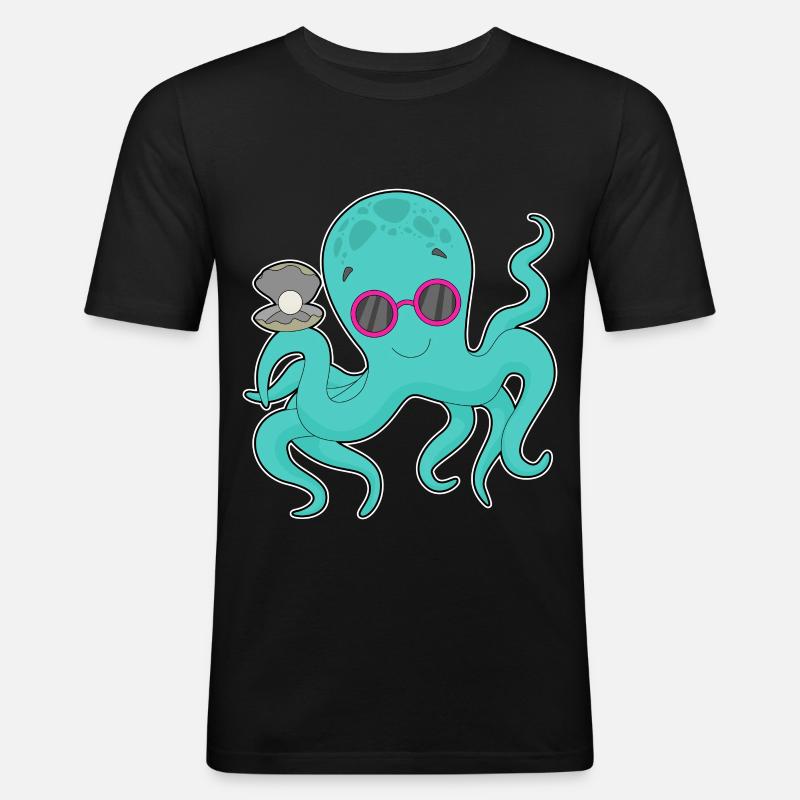 Perle de pieuvre - T-shirt près du corps Homme - noir