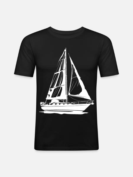 Dessin de voilier - T-shirt près du corps Homme - noir