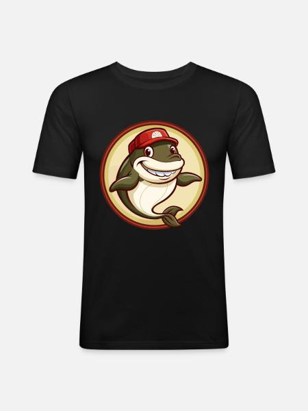 Whale Colorful Kawaii Cartoon Character Clipart - Men's Slim Fit T-Shirt - black