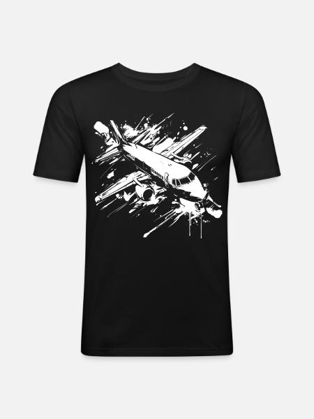 Airplane Street Art - Men's Slim Fit T-Shirt - black